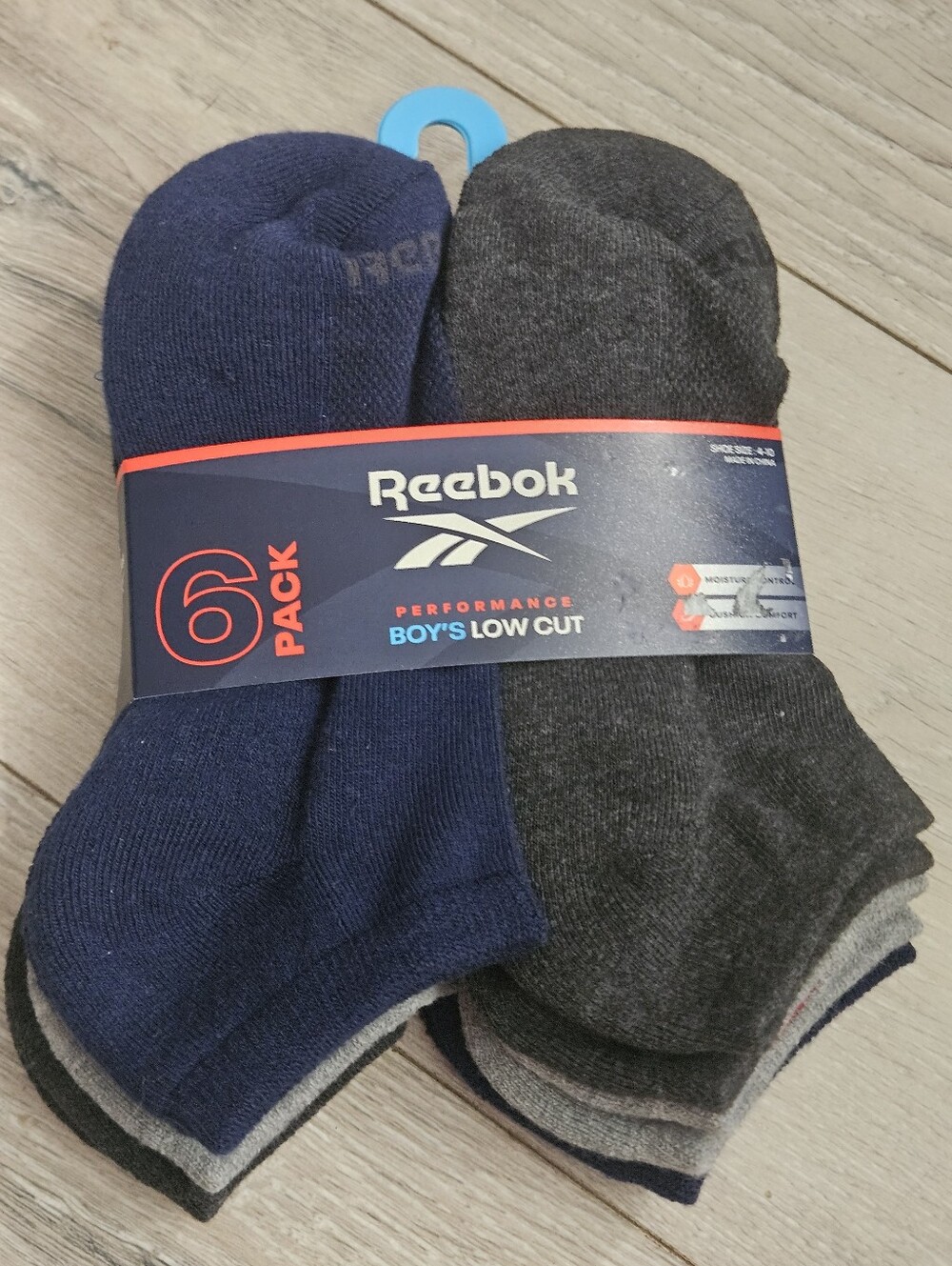 Reebok Performance Training Low Cut Socks 6-Pack Boys Large Shoe Size 4-10 NEW